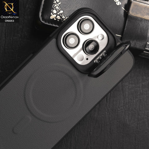 iPhone 15 Pro Max Cover - Gray - Henks Primo Series - Magsafe Leather Soft TPU Borders Case