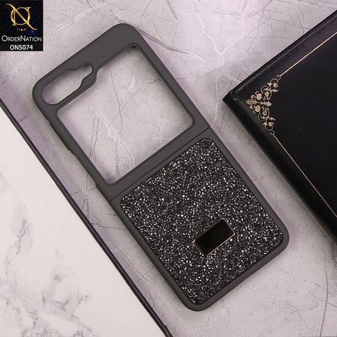 Samsung Galaxy Z Flip 6 Cover - Dark Gray - Luxury Bling Rhinestones Diamond shiny Glitter Soft TPU Case