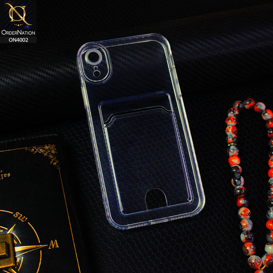 iPhone XR Cover - Transparent - Soft 4D Design Smart Pocket Card Holder Transparent Clear Soft Case