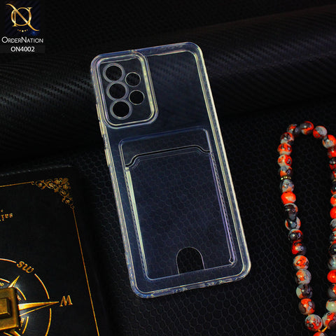 Samsung Galaxy A72 Cover - Transparent - Soft 4D Design Smart Pocket Card Holder Transparent Clear Soft Case