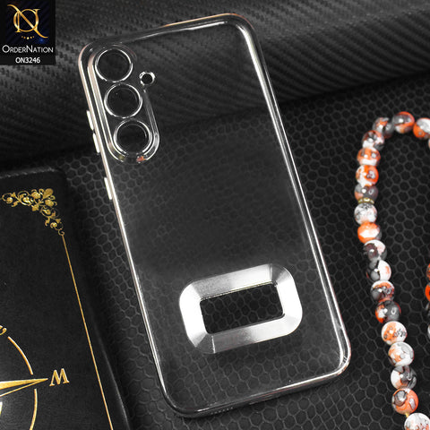 Samsung Galaxy S23 FE Cover - Silver -  Electroplating Borders Logo Hole Camera Lens Protection Soft Silicone Case