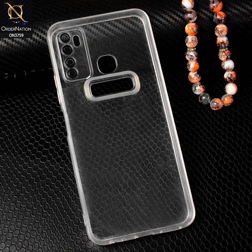 Infinix Hot 9 Cover - Transparent - Logo Hole Camera Lense Protection Soft Silicon Transparent Case