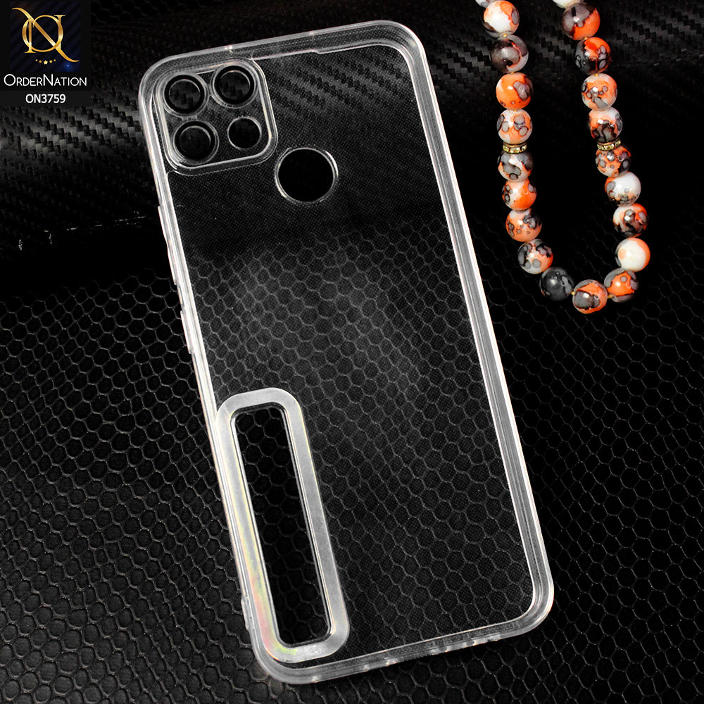 Realme C25s Cover - Transparent - Logo Hole Camera Lense Protection Soft Silicon Transparent Case