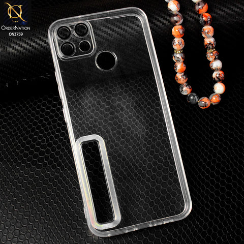 Realme C25 Cover - Transparent - Logo Hole Camera Lense Protection Soft Silicon Transparent Case