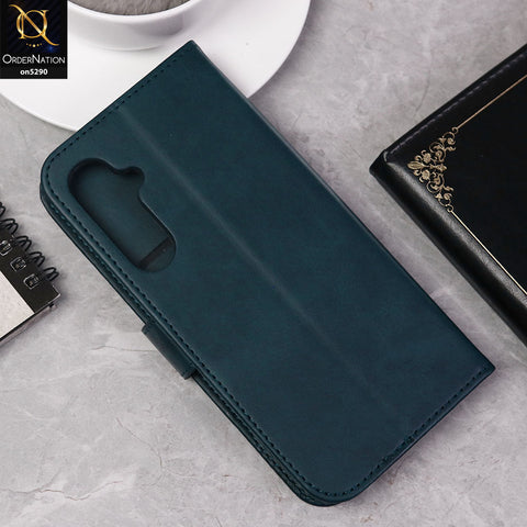 Samsung Galaxy S23 FE Cover - Blue - Premium Business Series Magnetic Leather Wallet Flip book Card Slots Soft Case