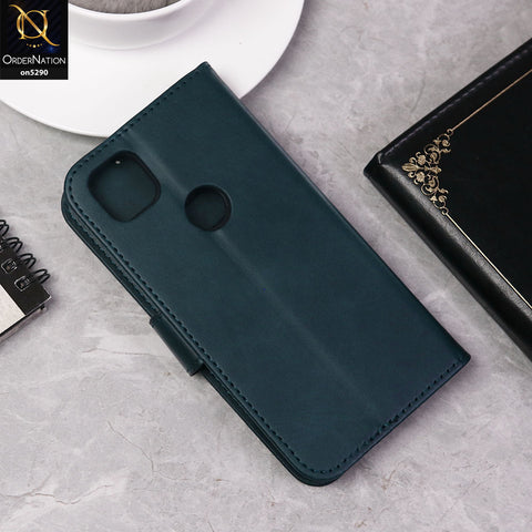 Google Pixel 5 XL Cover - Blue - Premium Business Series Magnetic Leather Wallet Flip book Card Slots Soft Case