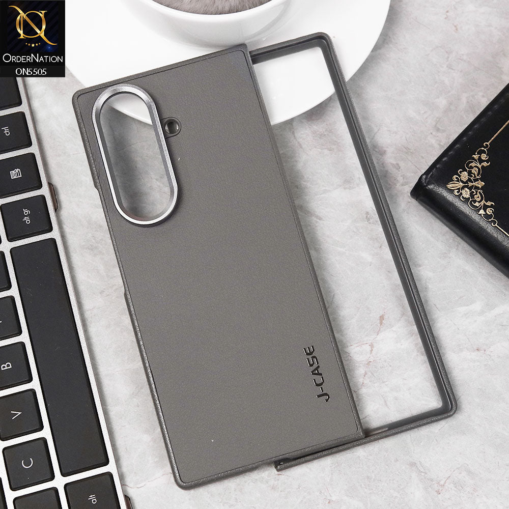 Samsung Galaxy Z Fold 7  Cover - Gray - J-Case Premium Quality Leather Texture And Scratch Resistant Case