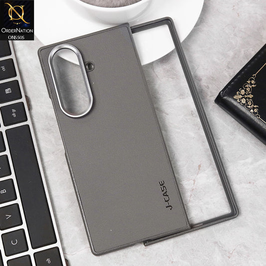 Samsung Galaxy Z Fold 7  Cover - Gray - J-Case Premium Quality Leather Texture And Scratch Resistant Case