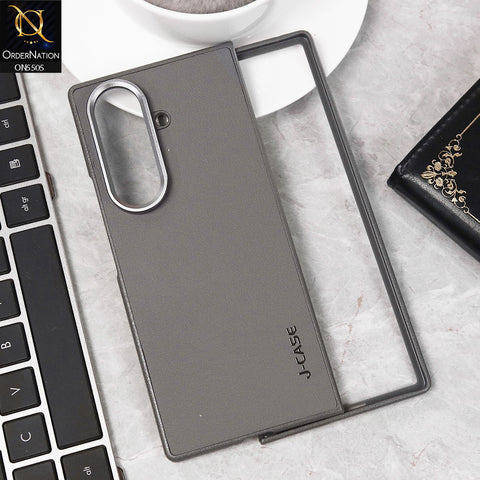 Samsung Galaxy Z Fold 7  Cover - Gray - J-Case Premium Quality Leather Texture And Scratch Resistant Case