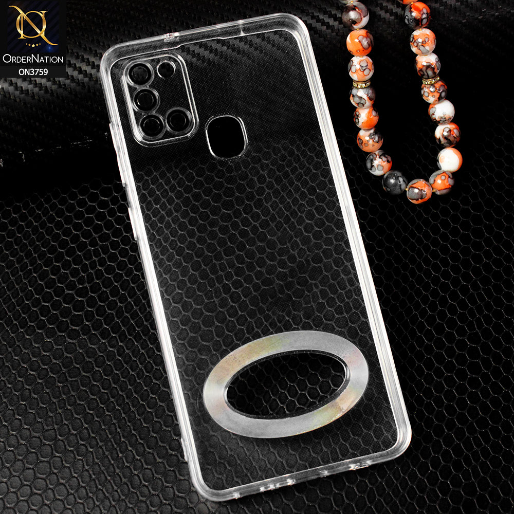 Samsung Galaxy A21s Cover - Transparent - Logo Hole Camera Lense Protection Soft Silicon Transparent Case