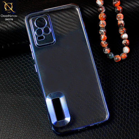 Vivo Y73 Cover - Blue - Electroplating Borders Logo Hole Camera Lens Protection Soft Silicone Case
