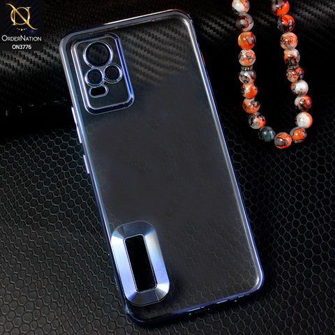 Vivo V21e Cover - Sierra Blue - Electroplating Borders Logo Hole Camera Lens Protection Soft Silicone Case