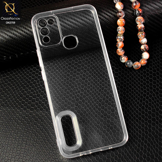 Infinix Hot 11 Play Cover - Transparent - New Gradient Shaded Logo Hole Camera Lense Protection Soft Silicon Case