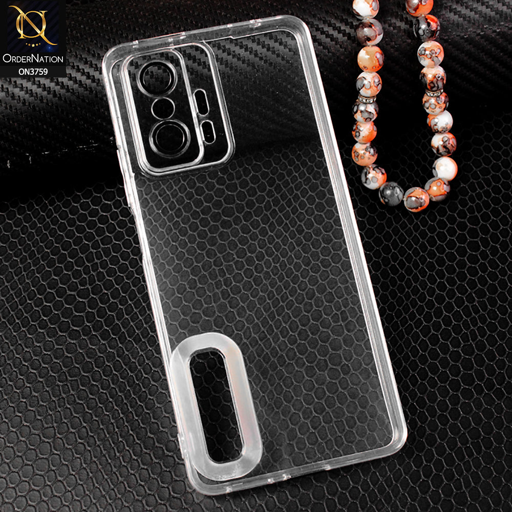 Xiaomi 11T Pro Cover - Transparent - Logo Hole Camera Lense Protection Soft Silicon Transparent Case