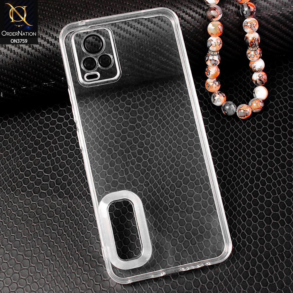 Vivo V20 Cover - Transparent - Logo Hole Camera Lense Protection Soft Silicon Transparent Case