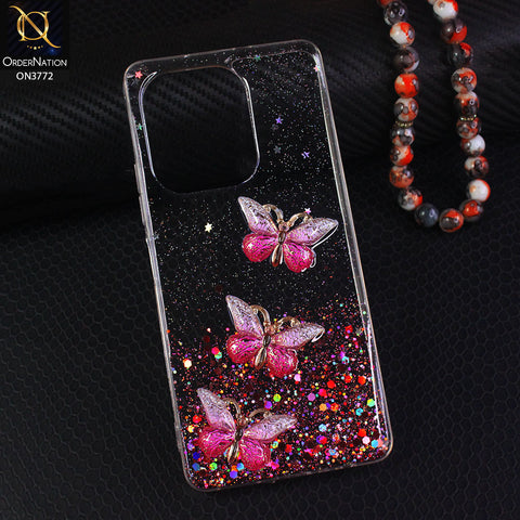 Tecno Camon 20 Cover - Pink - Shiny Butterfly Glitter Bling Soft Case (Glitter does not move)