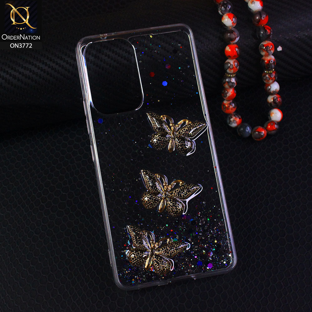 Samsung Galaxy A53 5G Cover - Black - Shiny Butterfly Glitter Bling Soft Case (Glitter does not move)