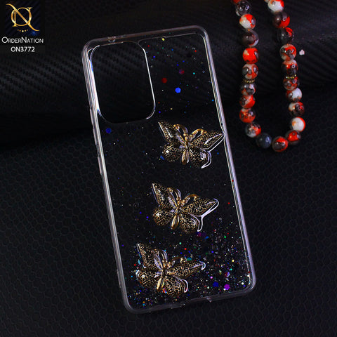 Samsung Galaxy A53 5G Cover - Black - Shiny Butterfly Glitter Bling Soft Case (Glitter does not move)
