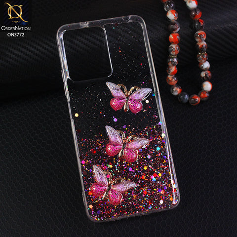 Xiaomi Redmi Note 12 4G Cover - Pink - Shiny Butterfly Glitter Bling Soft Case (Glitter does not move)