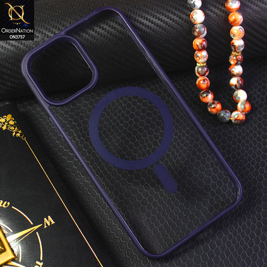 iPhone 13 Pro Max Cover - Deep Purple - New Shinny Colored Soft Silicon Borders Clear Back Case ( Magsafe Notification not enabled )