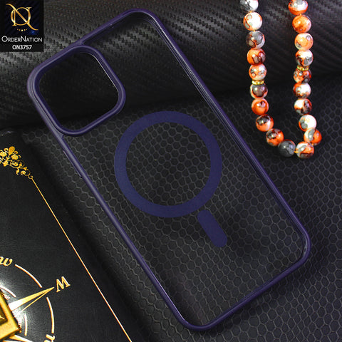 iPhone 12 Pro Max Cover - Deep Purple - New Shinny Colored Soft Silicon Borders Clear Back Case ( Magsafe Notification not enabled )