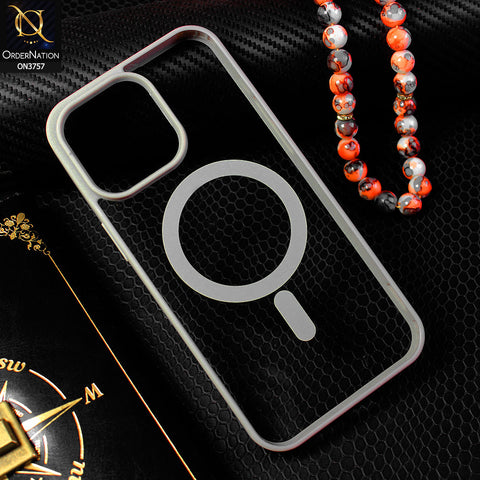 iPhone 15 Pro Cover - Natural Titanium - New Shinny Colored Soft Silicon Borders Clear Back Case ( Magsafe Notification not enabled )