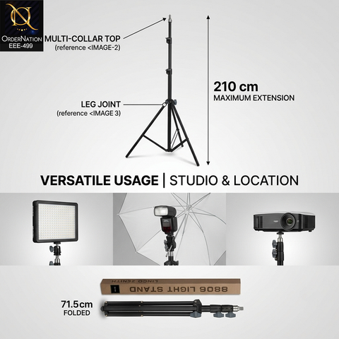 Professional 8806 Adjustable Photography Light Stand for Studio Lighting & Ring Lights