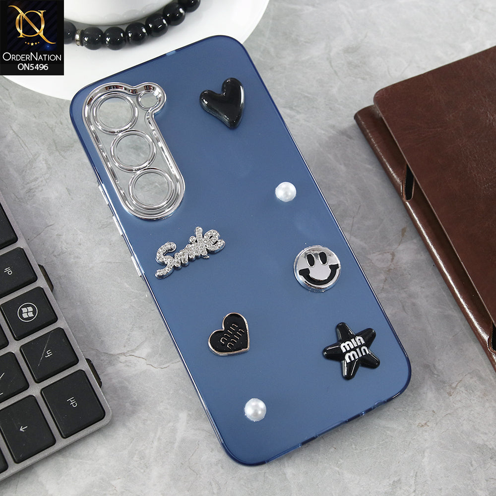 Tecno Spark 40 Pro Cover - Blue - 3D Smile Cartoon Matte Shinny Case With Camera Protection Soft Border Case