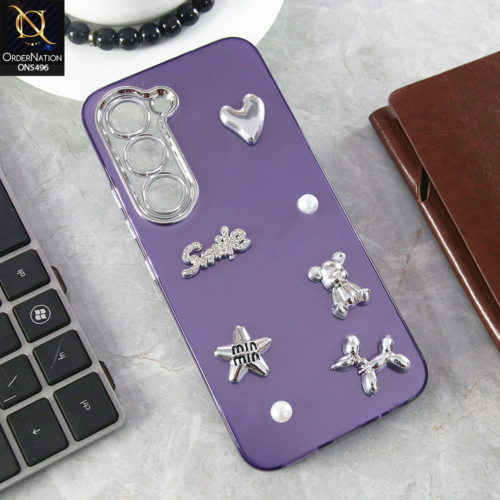 Tecno Spark 40 Pro Cover - Purple - 3D Smile Cartoon Matte Shinny Case With Camera Protection Soft Border Case