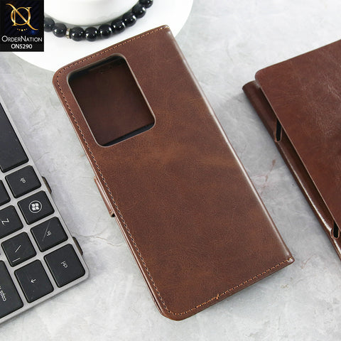 Vivo V29e Cover - Brown - Premium Business Series Magnetic Leather Wallet Flip book Card Slots Soft Case