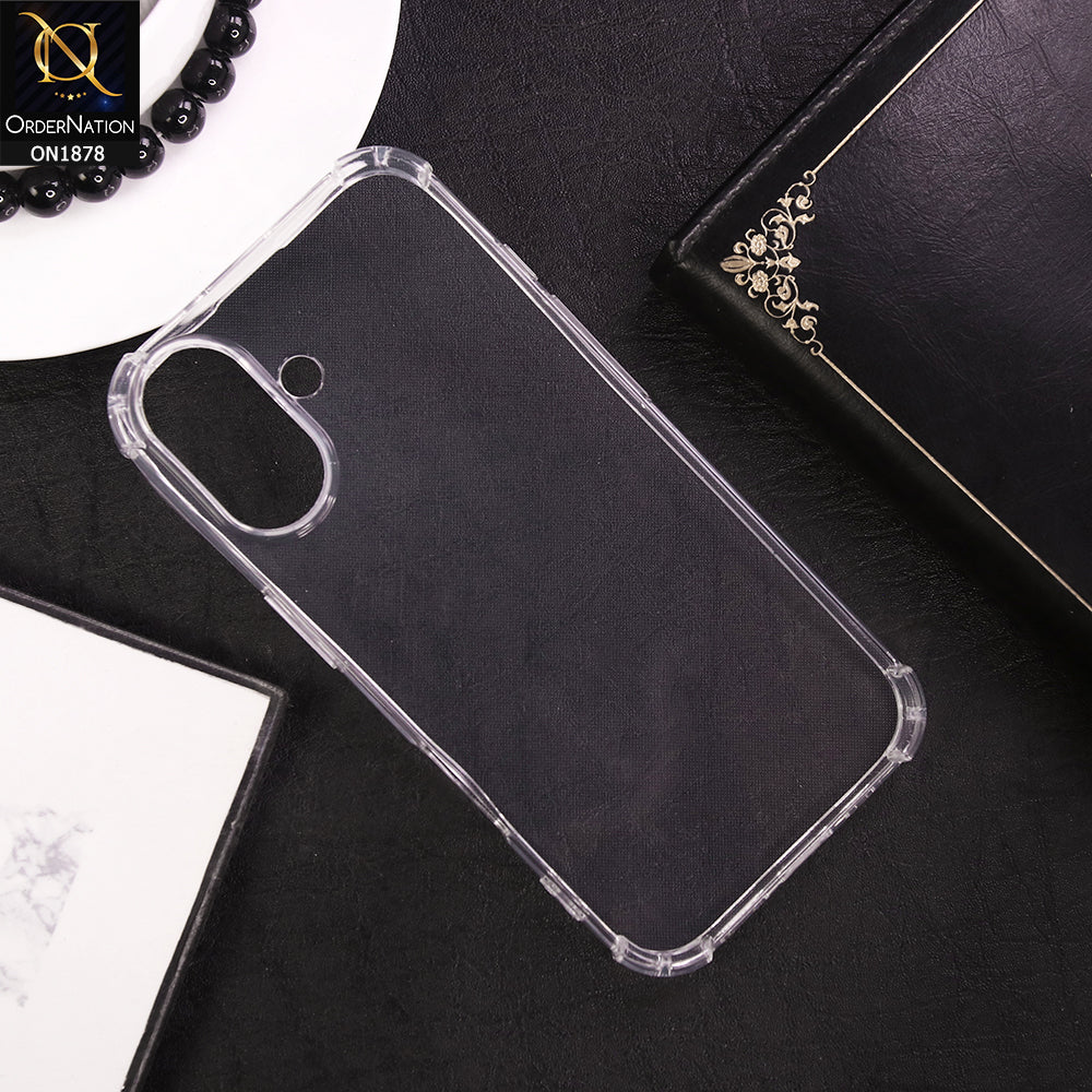 iPhone 16 Plus Soft 4D Design Shockproof Silicone Transparent Clear Case