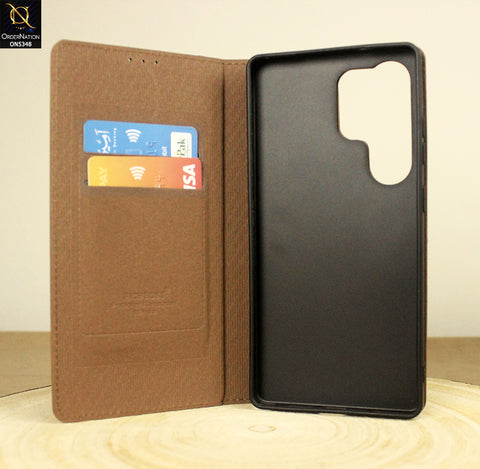 Samsung Galaxy S24 FE Cover - Brown - Classic Leather Rich Boss Wallet Magnetic Flip Book Case