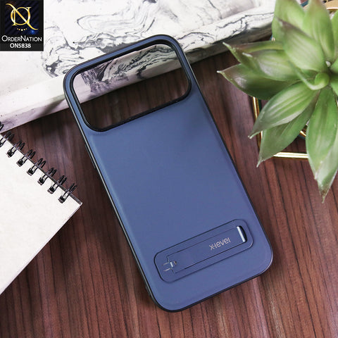 iPhone 17 Pro Max Cover - Blue - X-LEVEL Case Leather Coated PC TPU Phone Back Cover with Metal Kickstand