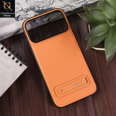 iPhone 17 Pro Max Cover - Orange - X-LEVEL Case Leather Coated PC TPU Phone Back Cover with Metal Kickstand