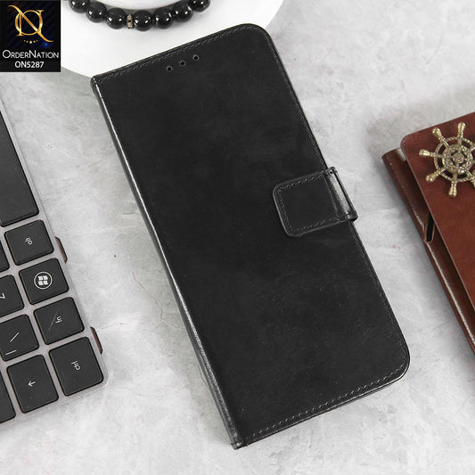 Xiaomi Redmi Note 11E Pro Cover - Black -  Premium PU Leather Magnetic Flip Book Card Slots Wallet Soft Case