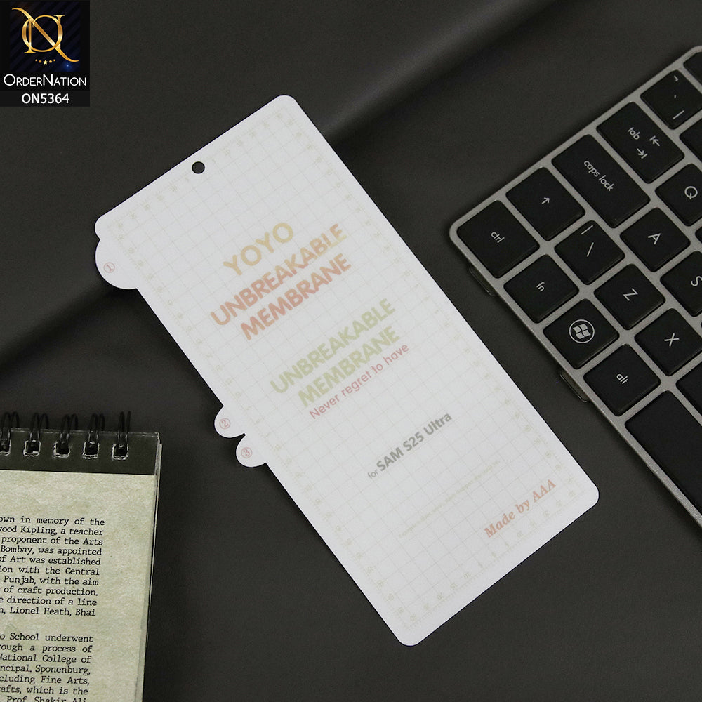 Samsung Galaxy S25 Ultra Front Sheet - Transparent - Unbreakable Membrane Shiny Film Front Sheet