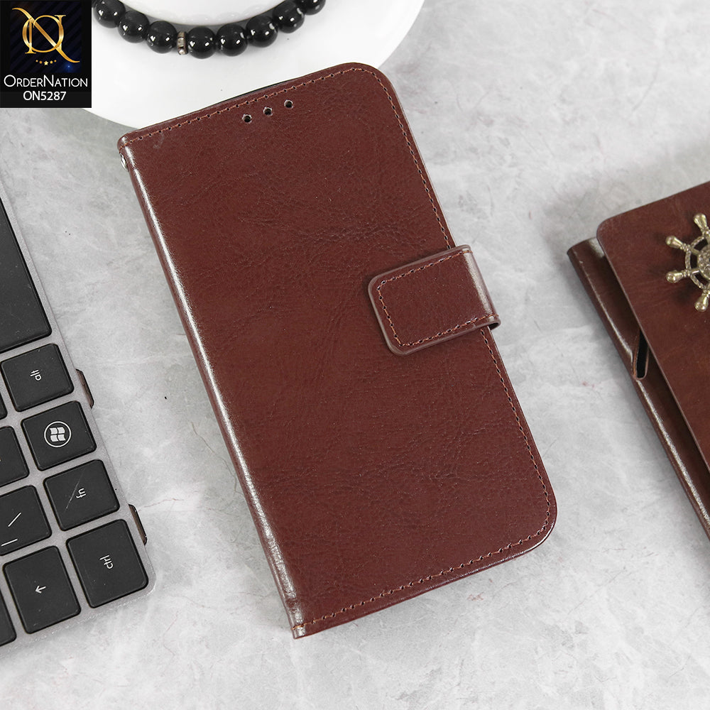 OnePlus 9 Pro Cover - Brown -  Premium PU Leather Magnetic Flip Book Card Slots Wallet Soft Case