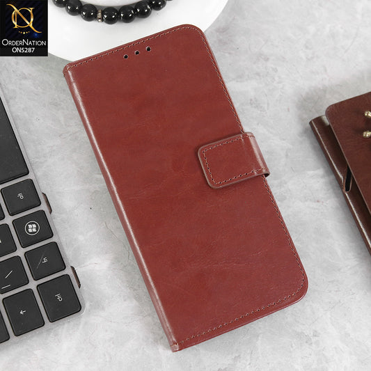 OnePlus 10 Pro Cover - Brown -  Premium PU Leather Magnetic Flip Book Card Slots Wallet Soft Case