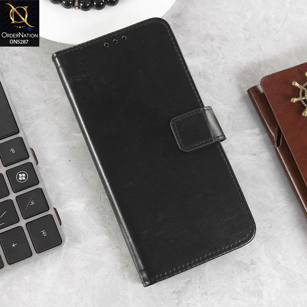 Samsung Galaxy A54 Cover - Black - Premium PU Leather Magnetic Flip Book Card Slots Wallet Soft Case