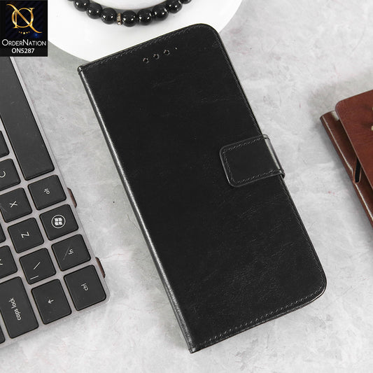 OnePlus 7T Cover - Black -  Premium PU Leather Magnetic Flip Book Card Slots Wallet Soft Case