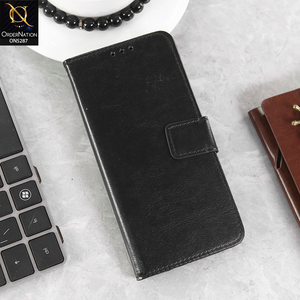 Oppo Reno 6 Cover - Black -  Premium PU Leather Magnetic Flip Book Card Slots Wallet Soft Case