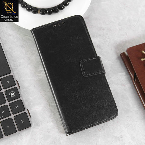 Oppo Reno 6 Cover - Black -  Premium PU Leather Magnetic Flip Book Card Slots Wallet Soft Case