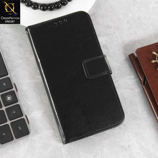 iPhone 14 Cover - Black -  Premium PU Leather Magnetic Flip Book Card Slots Wallet Soft Case