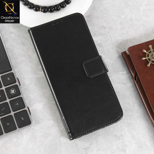 iPhone 14 Pro Cover - Black -  Premium PU Leather Magnetic Flip Book Card Slots Wallet Soft Case