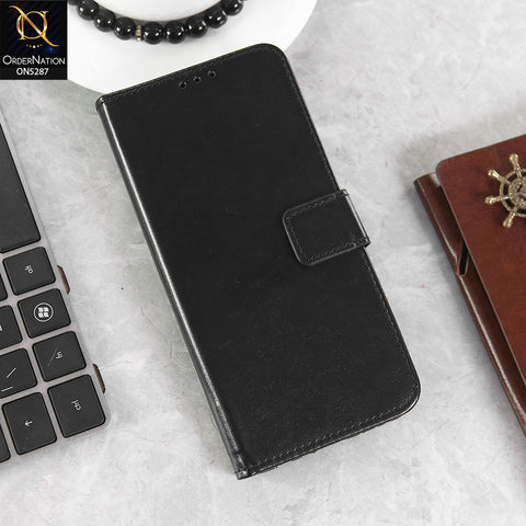 Vivo Y19s Pro Cover - Black -  Premium PU Leather Magnetic Flip Book Card Slots Wallet Soft Case
