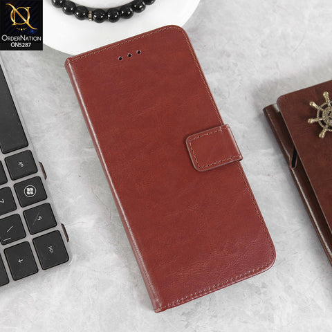 Infinix Hot 11 Play Cover - Brown -  Premium PU Leather Magnetic Flip Book Card Slots Wallet Soft Case