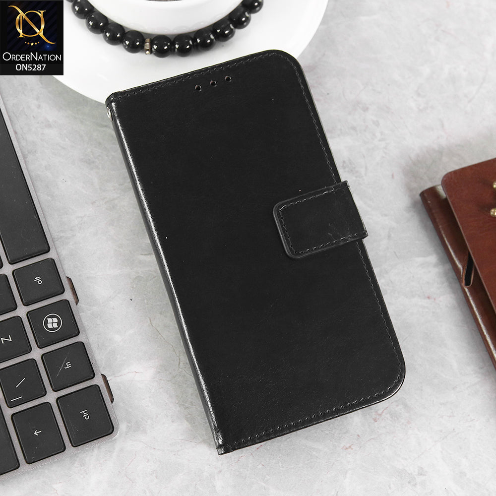 Realme Narzo N53 Cover - Black -  Premium PU Leather Magnetic Flip Book Card Slots Wallet Soft Case