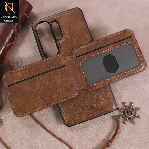 Samsung Galaxy S26 Ultra Cover - Brown - Luxuary Leather Case with Magnetic Wallet and Kick Stand Holder