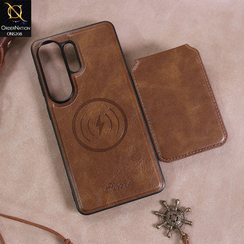 Samsung Galaxy S26 Ultra Cover - Brown - Luxuary Leather Case with Magnetic Wallet and Kick Stand Holder