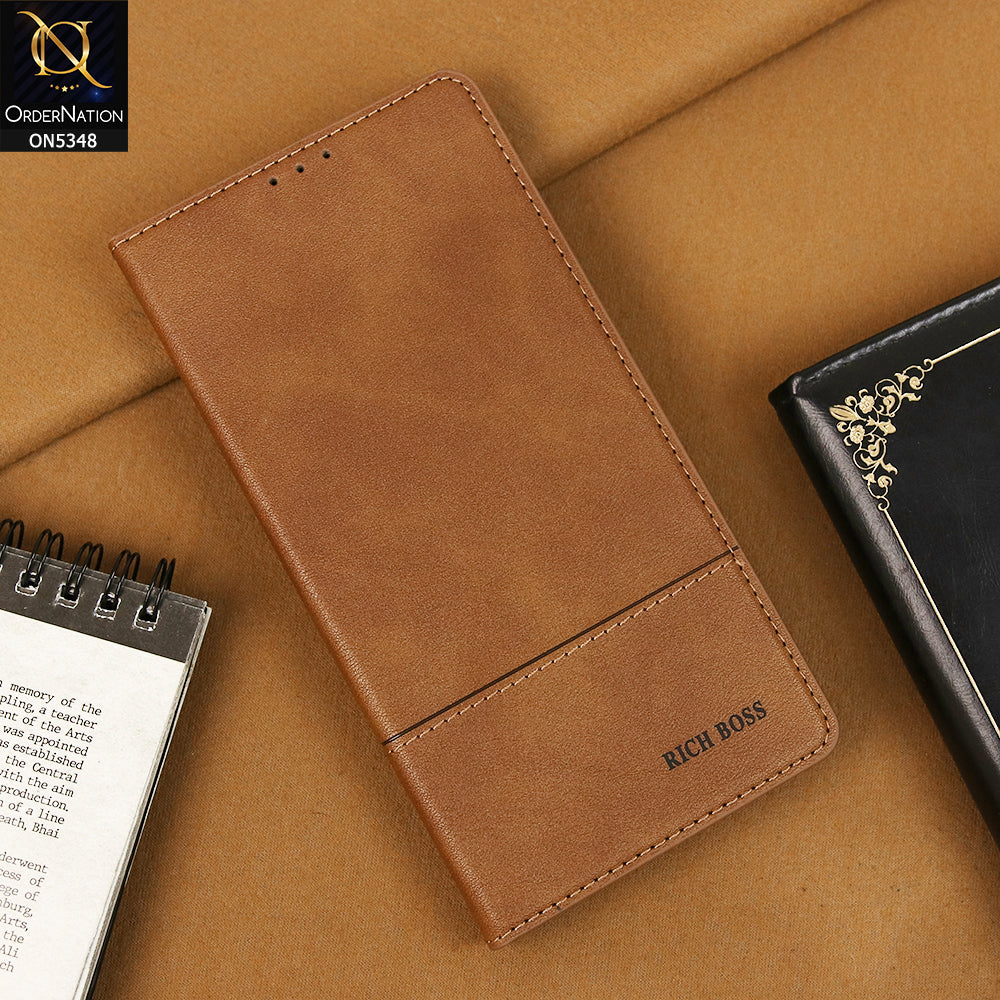 Samsung Galaxy S24 FE Cover - Brown - Classic Leather Rich Boss Wallet Magnetic Flip Book Case